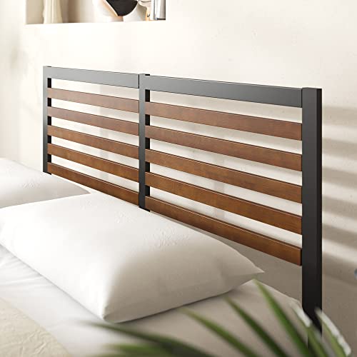 Kai Bamboo and Metal Platform Bed Frame with Headboard, No Box Spring Needed, Easy Assembly, Queen, Brown