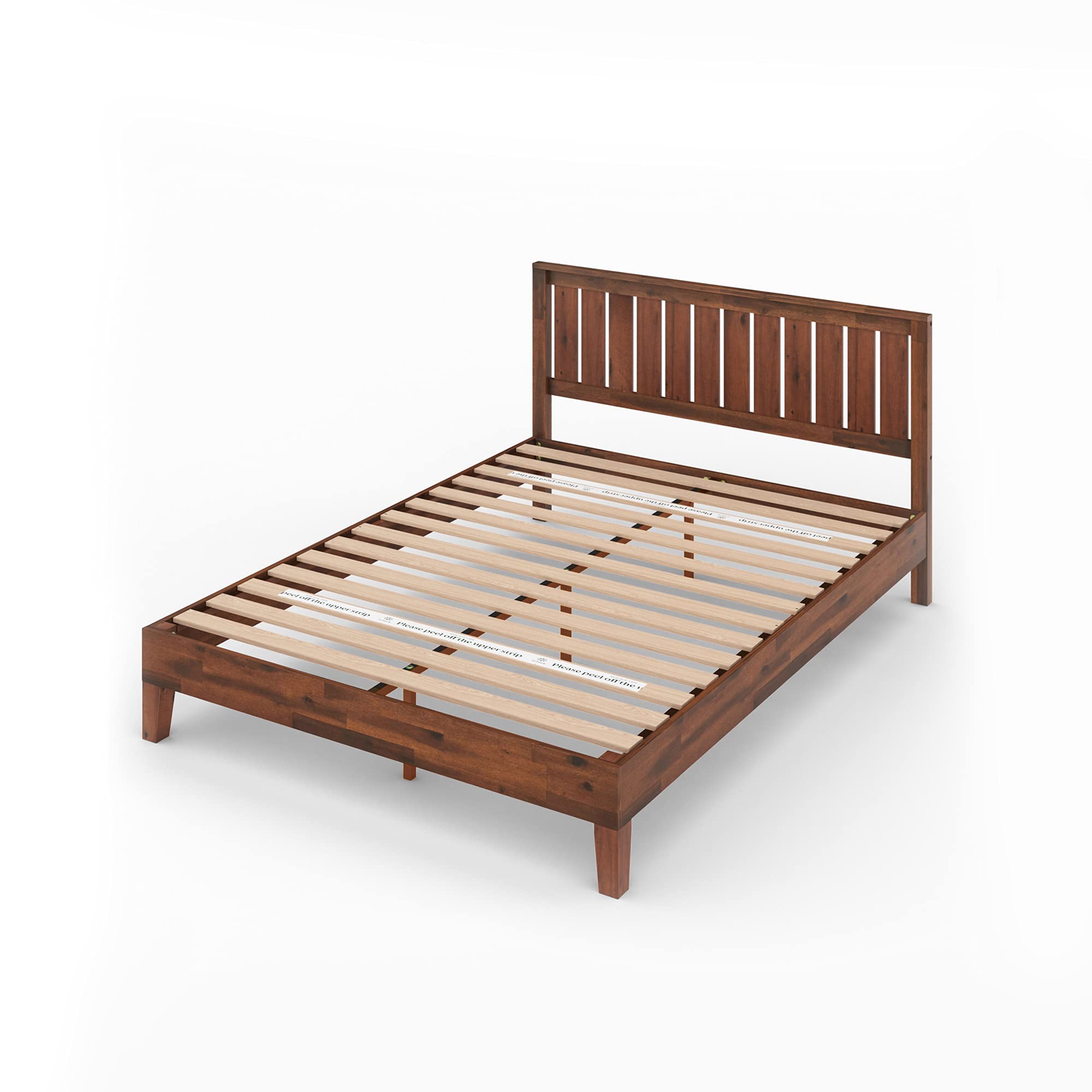Vivek Deluxe Wood Platform Bed Frame with Headboard, Wood Slat Support, No Box Spring Needed, Easy Assembly, Queen