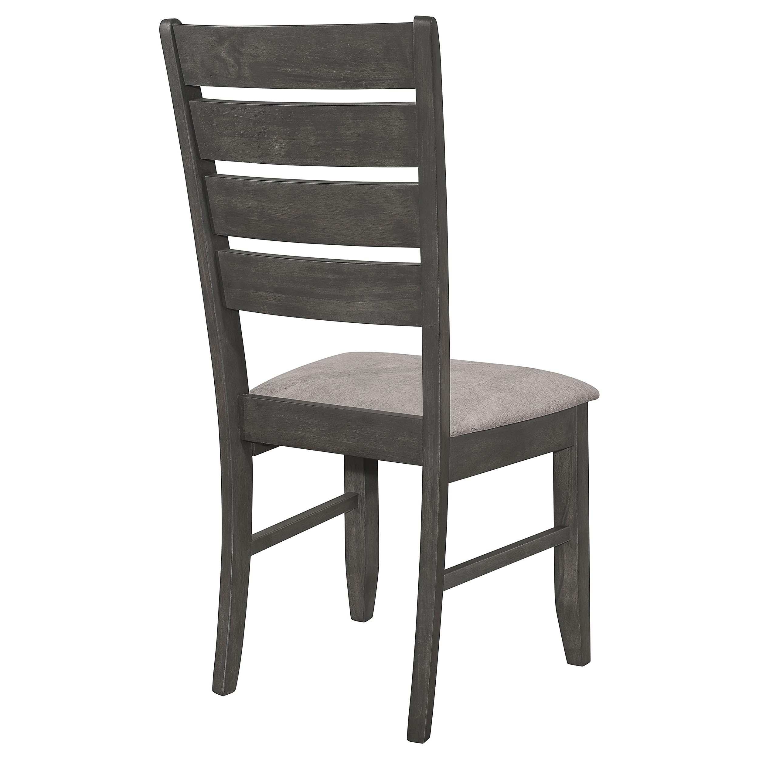Wood Dining Side Chairs - Transitional Style, Ladder Back, Padded Fabric Seats - Dining Room, Kitchen - Set of 2 - Dark Grey - 102722GRY